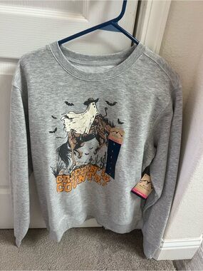 Creepin' It Country Ghost Rider Graphic Sweatshirt - Gray